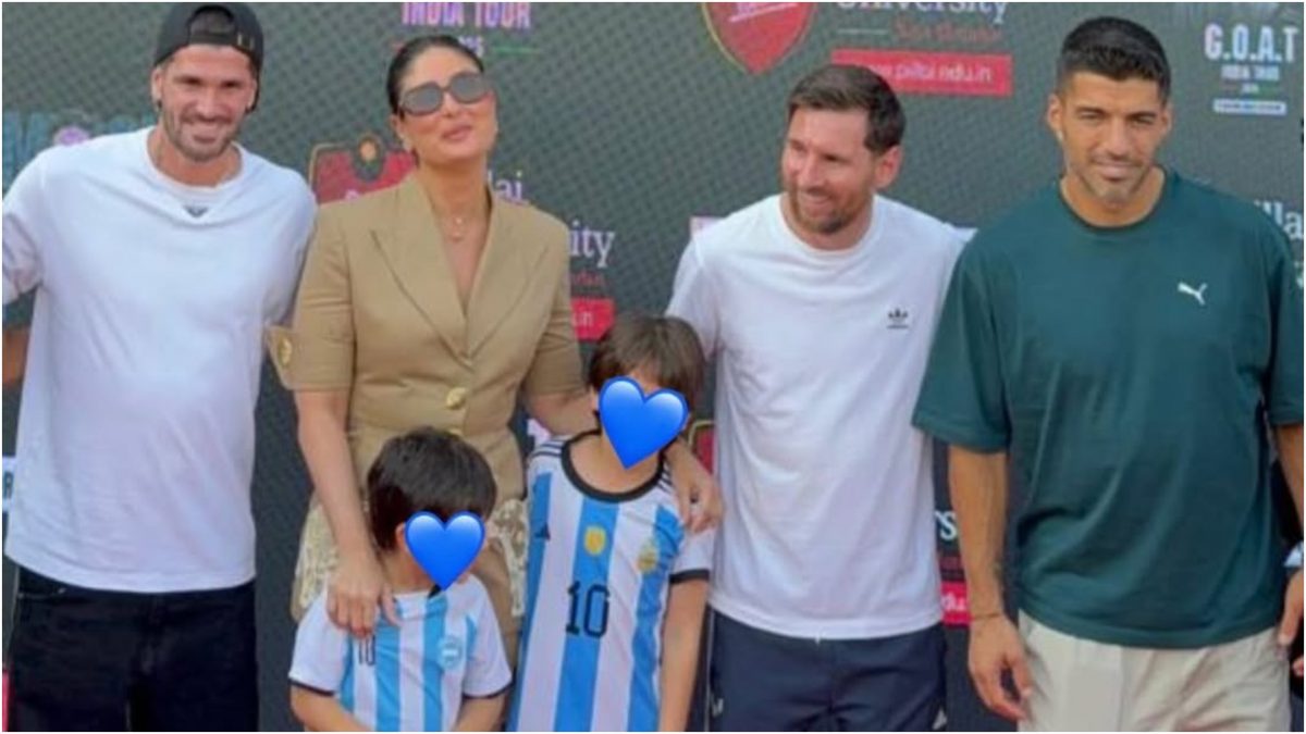 Jeh just can't leave Messi's side during Mumbai meet and greet as mom Kareena gently drags him. Watch video Jeh just can't leave Messi's side during Mumbai meet and greet as mom Kareena gently drags him. Watch video
