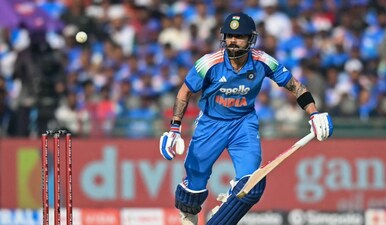India's Virat Kohli plays a shot during the second one-day international (ODI) cricket match between India and South Africa at the Shaheed Veer Narayan Singh International Cricket Stadium in Raipur on December 3, 2025. AFP