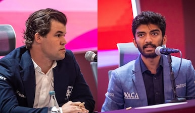 Magnus Carlsen and D Gukesh will be two of the biggest attractions at the FIDE World Rapid & Blitz Championships in Doha. Images: FIDE
