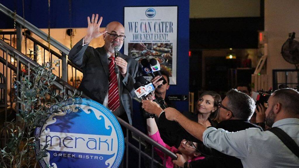 Miami mayor candidate Emilio Gonzalez, a former city manager backed by US President Donald Trump, waves as he thanks supporters after conceding to Democrat Eileen Higgins in Miami's mayoral runoff election, at a watch party, December 9, 2025, in Miami, Florida, US. File Image/AP