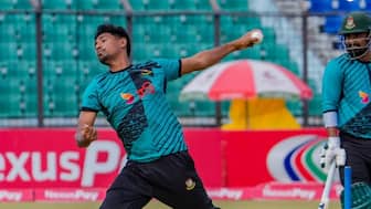 Mustafizur Rahman bowling in the nets ahead of the Bangladesh vs Ireland 3rd T20I in Chattogram. X/BCBTigers