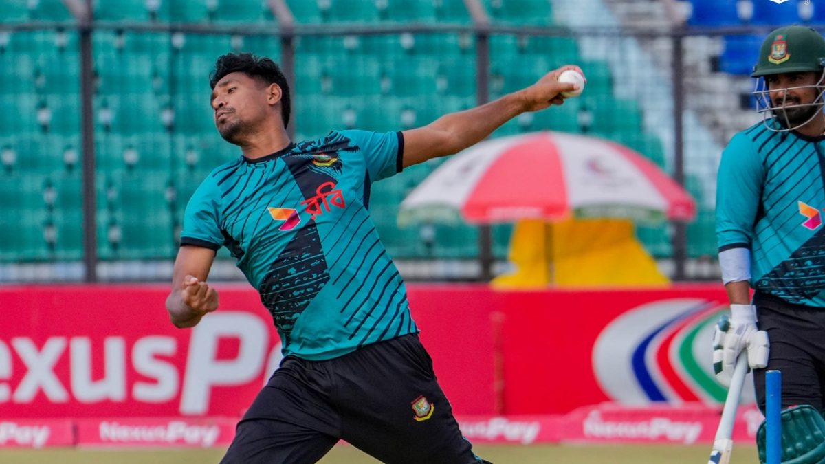 Mustafizur Rahman bowling in the nets ahead of the Bangladesh vs Ireland 3rd T20I in Chattogram. X/BCBTigers Mustafizur Rahman bowling in the nets ahead of the Bangladesh vs Ireland 3rd T20I in Chattogram. X/BCBTigers