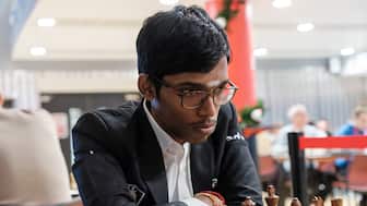 Indian Grandmaster R Praggnanandhaa competes at the London Chess Classic in London. Image credit: John Saunders/London Chess Classic