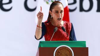 Mexico's President Claudia Sheinbaum speaks during an event in Zocalo Square to commemorate 7 years since her party, Morena, came to power, in Mexico City, Mexico December 6, 2025. REUTERS