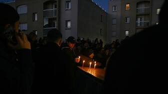 Mourners attend a tribute to Frenchman Dan Elkayam, one of the victims killed during a shooting at an event for the Jewish festival of Hanukkah on Bondi Beach in Sydney, in Le Bourget, northern France, on December 16, 2025.- AFP