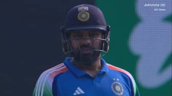 Rohit Sharma did not look convinced as he was given out on a review in the second ODI vs South Africa in Raipur. Image: JioHostar