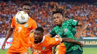 Nigeria striker Samuel Chukwueze (R) said AFCON is one of the best competitions in the world. Image: Reuters