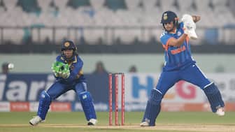 Shafali Verma plays a shot during India vs Sri Lanka 2nd T20I. X/BCCIWomen