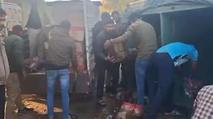 Watch: What happens when liquor flows by accident in dry Gujarat Watch: What happens when liquor flows by accident in dry Gujarat