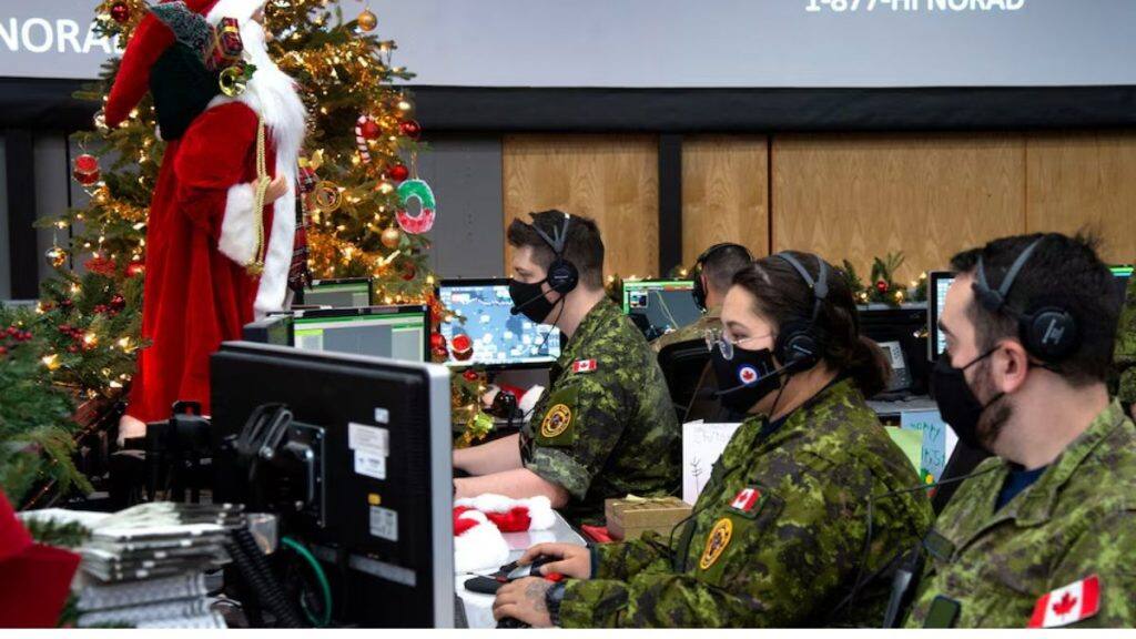 The Royal Canadian Air Force's 22 Wing holds it’s annual NORAD Tracks Santa promotion at Canadian Forces Base (CFB) North Bay in North Bay, Ontario, Canada December 9, 2021.