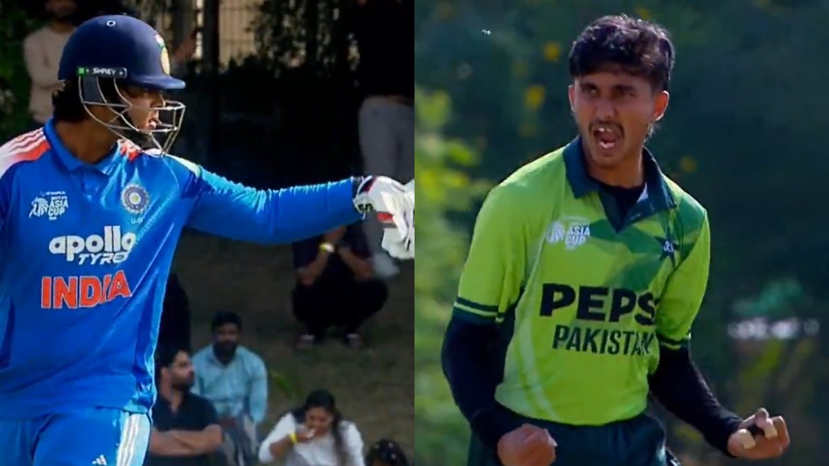 Vaibhav Suryavanshi points at his foot during heated exchange with Pakistan's Ali Raza in U19 Asia Cup final Vaibhav Suryavanshi points at his foot during heated exchange with Pakistan's Ali Raza in U19 Asia Cup final