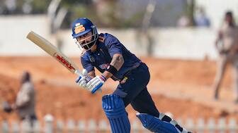 Virat Kohli bats during Delhi's match against Andhra at the BCCI's Centre of Excellence in Bengaluru during the 2025-26 Vijay Hazare Trophy. PTI