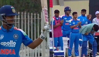 Abhigyan Kundu made a double century in 121 balls for India Under-19 side vs Malaysia. Images: SonyLIV