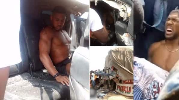 Anthony Joshua involved in car crash while holidaying in Nigeria days after beating Jake Paul - WATCH