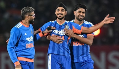 Arshdeep Singh was named the Player of the Match for his brilliant spell. Image: AFP