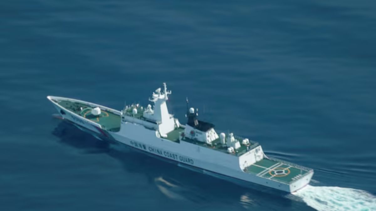 An aerial view shows a China Coast Guard vessel operating near the disputed Scarborough Shoal in the South China Sea. (FIle/Reuters) An aerial view shows a China Coast Guard vessel operating near the disputed Scarborough Shoal in the South China Sea. (FIle/Reuters)
