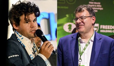 FIDE CEO Emil Sutovsky responds to Magnus Carlsen's comments on Hikaru Nakamura. Image: AFP/X 