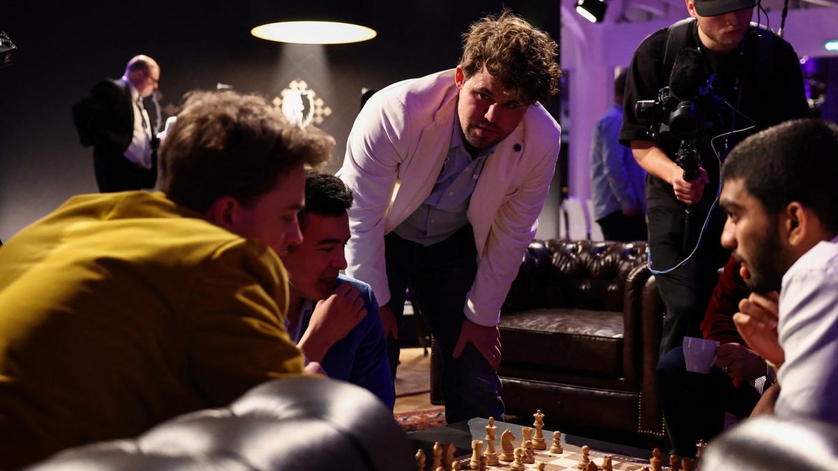 Chess Grandmaster Magnus Carlsen reviews the strategy with chess grandmaster and World Champion Gukesh Dommaraju and Vincent Keymer during the Freestyle Chess Grand Slam Tour in Paris, France, April 7, 2025. Reuters Chess Grandmaster Magnus Carlsen reviews the strategy with chess grandmaster and World Champion Gukesh Dommaraju and Vincent Keymer during the Freestyle Chess Grand Slam Tour in Paris, France, April 7, 2025. Reuters
