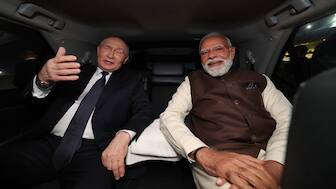 PM Modi and Russia's Putin enjoy carpooling together after they leave the airport and make their way to PM's official residence. Image Courtesy: @MEAIndia/X