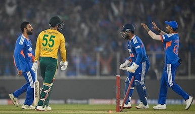 Varun Chakravarthy has picked up four wickets to put India on top. Image: AFP