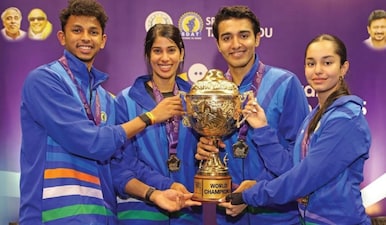 India became the first Asian country to win the Squash World Cup. Image: X/Anahat