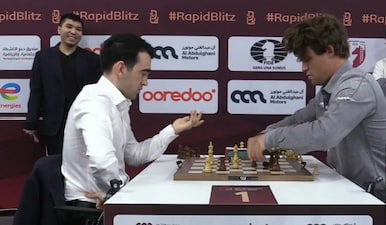 Magnus Carlsen was involved in another incident on Monday in which he slammed the table. Image: Chess.com
