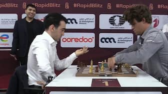 Magnus Carlsen was involved in another incident on Monday in which he slammed the table. Image: Chess.com