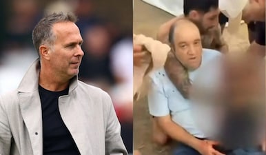 Michael Vaughan praised Ahmed al Ahmed for his incredible bravery after escaping Bondi beach shooting in Sydney on Sunday Images: Reuters/X