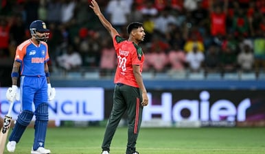 Mustafizur Rahman is the only Bangladeshi player to be sold in IPL 2026 auction. Image: AFP