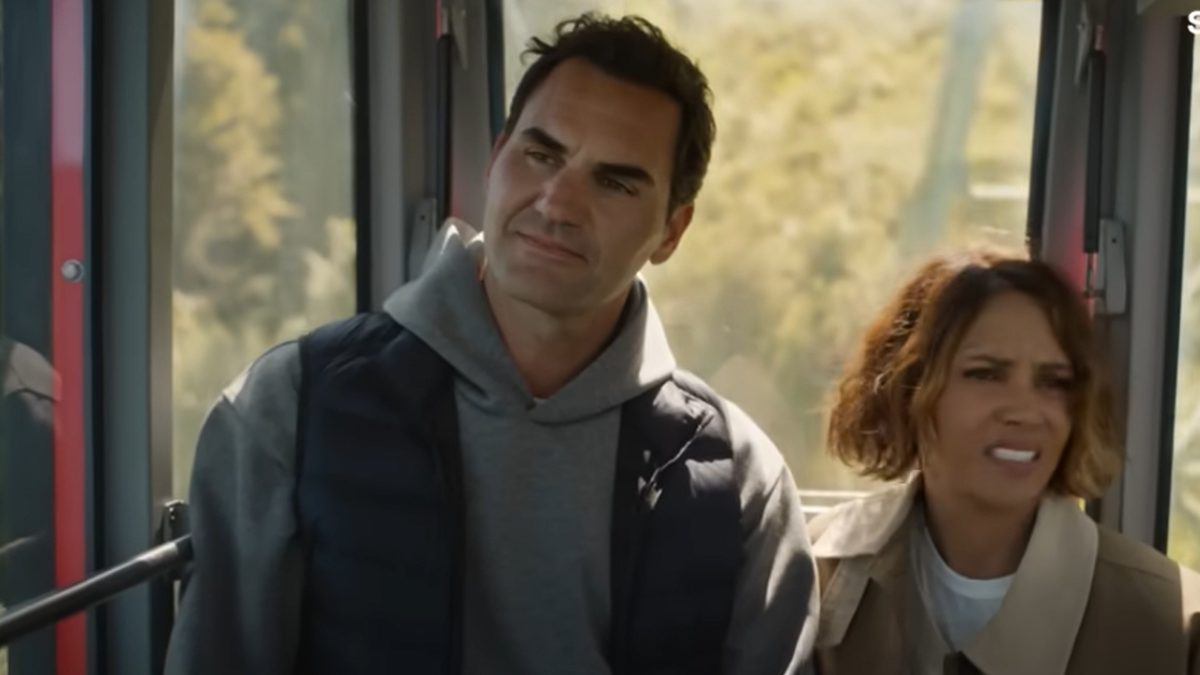 Screenshot from Roger Federer's ad video for Switzerland Tourism with Halle Berry. YouTube/Switzerland Screenshot from Roger Federer's ad video for Switzerland Tourism with Halle Berry. YouTube/Switzerland