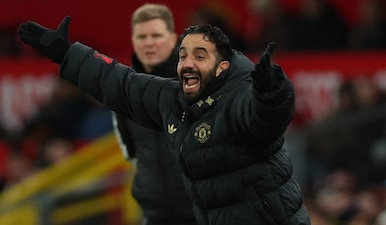 Football - Premier League - Manchester United v Newcastle United - Old Trafford, Manchester, Britain - December 26, 2025 Manchester United manager Ruben Amorim reacts. Reuters
