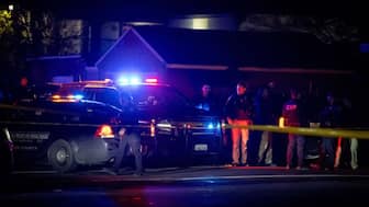 First responders at scene of a mass shooting in Stockton, California on Saturday. AP