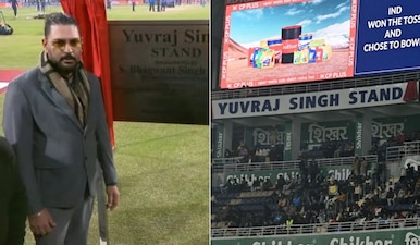 Yuvraj Singh gets a stand named after him at New Chandigarh Stadium. Image: X