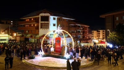 People gather outside Le Constellation bar on Thursday evening. Reuters