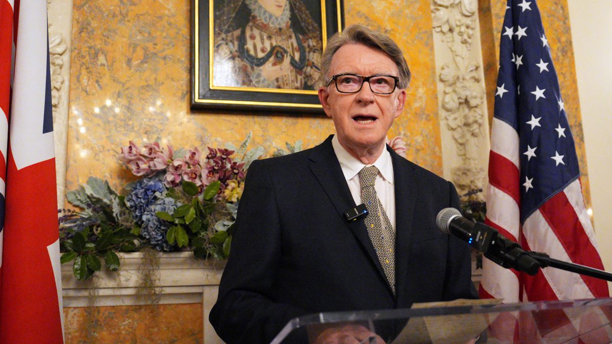 Britain's ambassador to the United States, Peter Mandelson, speaks during a welcome reception for British Prime Minister, Keir Starmer, at the ambassador's residence on February 26, 2025 in Washington, DC. Starmer will meet with US President Donald Trump on February 27 at the White House. (Photo by Carl Court / POOL / AFP) Britain's ambassador to the United States, Peter Mandelson, speaks during a welcome reception for British Prime Minister, Keir Starmer, at the ambassador's residence on February 26, 2025 in Washington, DC. Starmer will meet with US President Donald Trump on February 27 at the White House. (Photo by Carl Court / POOL / AFP)