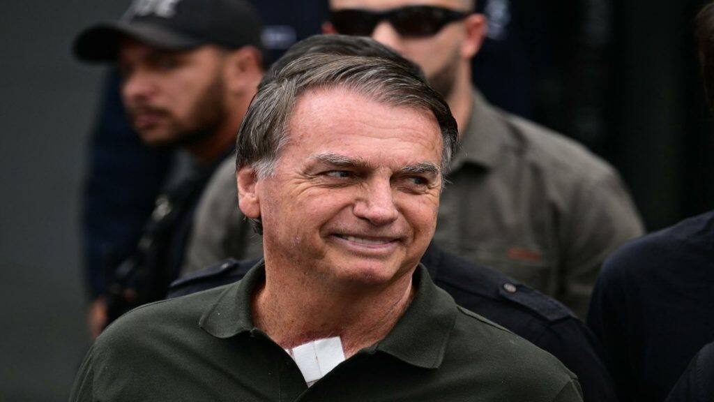 Former Brazilian President (2019-2022) Jair Bolsonaro leaves the DF Star hospital in Brasilia on September 14, 2025. AFP