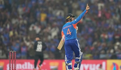 Abhishek Sharma continues to break world records through his spectacular innings against New Zealand in 1st T20I. AP