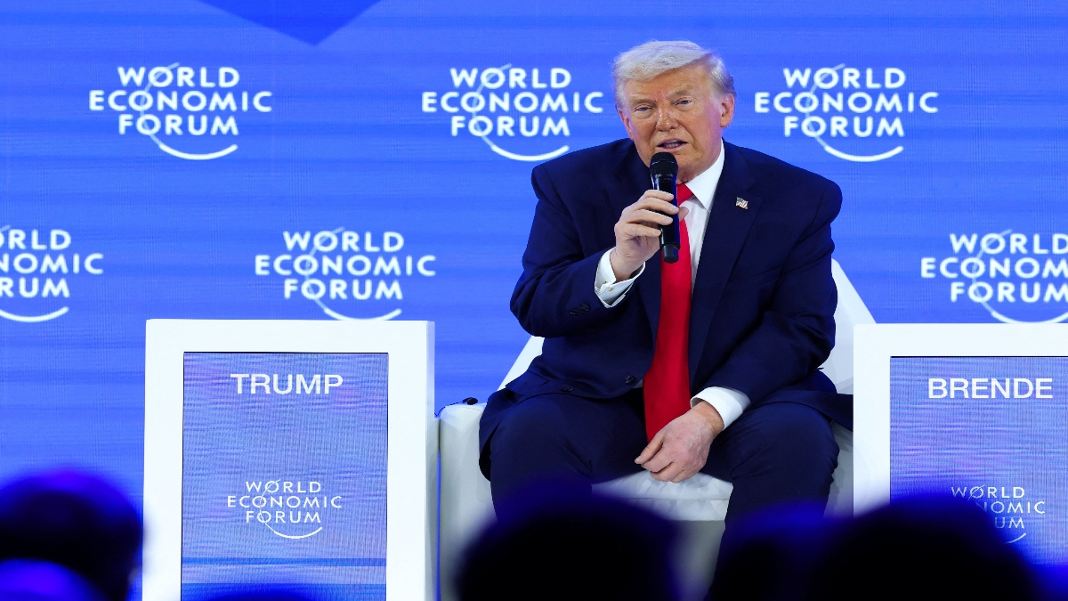 US President Donald Trump attends the 56th annual World Economic Forum (WEF) meeting in Davos, Switzerland, on Wednesday. Reuters US President Donald Trump attends the 56th annual World Economic Forum (WEF) meeting in Davos, Switzerland, on Wednesday. Reuters