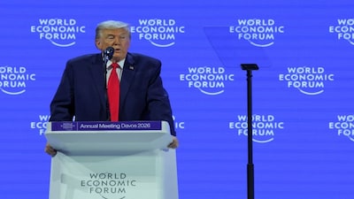 US President Donald Trump attends the 56th annual World Economic Forum (WEF) meeting in Davos, Switzerland, on Wednesday. Reuters
