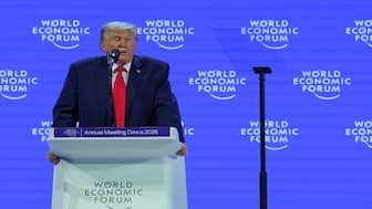 US President Donald Trump attends the 56th annual World Economic Forum (WEF) meeting in Davos, Switzerland, on Wednesday. Reuters
