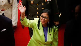 Venezuela's interim president Delcy Rodriguez waves as she walks to deliver her first annual address to the nation at the National Assembly, in Caracas, Venezuela, January 15, 2026. File Image/Reuters
