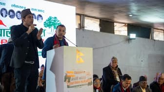 Nepali Congress leader Gagan Thapa speaks at a convention that his faction had called to declare his faction as the real party amid a split. (Photo: X/Gagan Thapa)