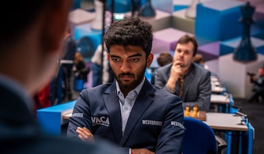 D Gukesh secured his first win after five rounds at Tata Steel Chess 2026. Image: Tata Steel Chess Tournament
