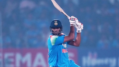 Harshit Rana struck two fours and a six during his handy cameo of 29 off 23 in the first ODI between India and New Zealand in Vadodara. AP