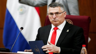 Israeli Foreign Minister Gideon Saar attends the honorary session of the Paraguayan National Congress, in Asuncion, Paraguay, November 24, 2025. Reuters File