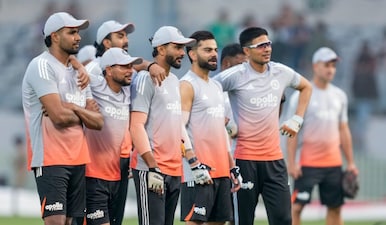 From left, India�s Harshit Rana, Kuldeep Yadav, KL Rahul, Nitish Kumar Reddy, Virat Kohli and captain Shubman Gill during a practice session ahead of the first ODI cricket match of a series between India and New Zealand, at Kotambi Stadium, in Vadodara, Gujarat, Friday, Jan. 9, 2026. PTI