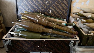 Grenades are displayed by Israel's military, that they say were seized during the ground operation in Lebanon, at Julis army base, in southern Israel, October 9, 2024. Representational Image/Reuters