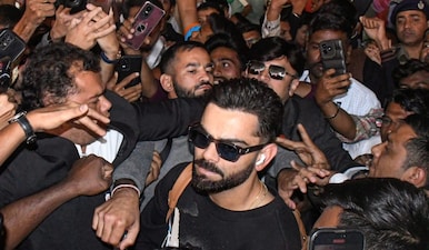 Cricketer Virat Kohli upon his arrival at Vadodara Airport ahead of India's ODI cricket series with New Zealand, Gujarat, Wednesday, Jan. 7, 2026. PTI