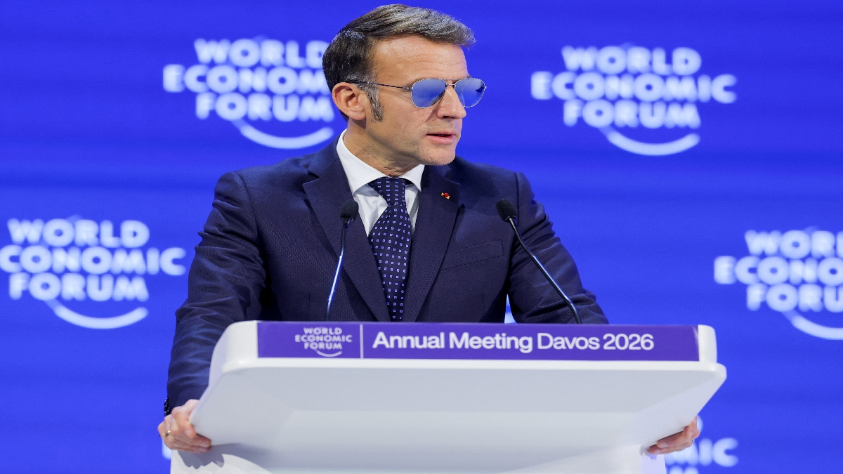 France's President Emmanuel Macron attends the 56th annual World Economic Forum (WEF) meeting in Davos, Switzerland, on Tuesday. Reuters France's President Emmanuel Macron attends the 56th annual World Economic Forum (WEF) meeting in Davos, Switzerland, on Tuesday. Reuters