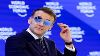 France's President Emmanuel Macron attends the 56th annual World Economic Forum (WEF) meeting in Davos, Switzerland, on Tuesday. Reuters 